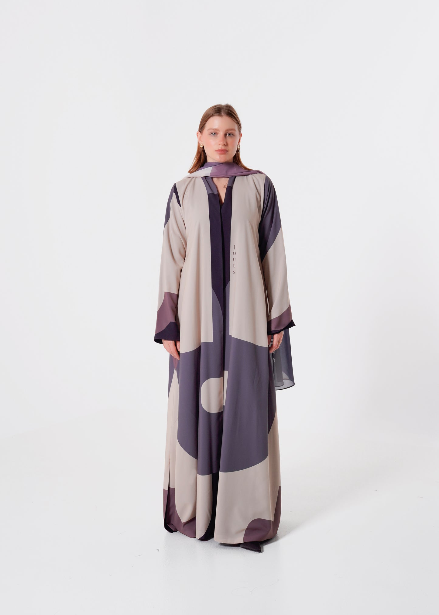 Beige Abstract Abaya