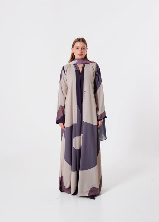 Beige Abstract Abaya