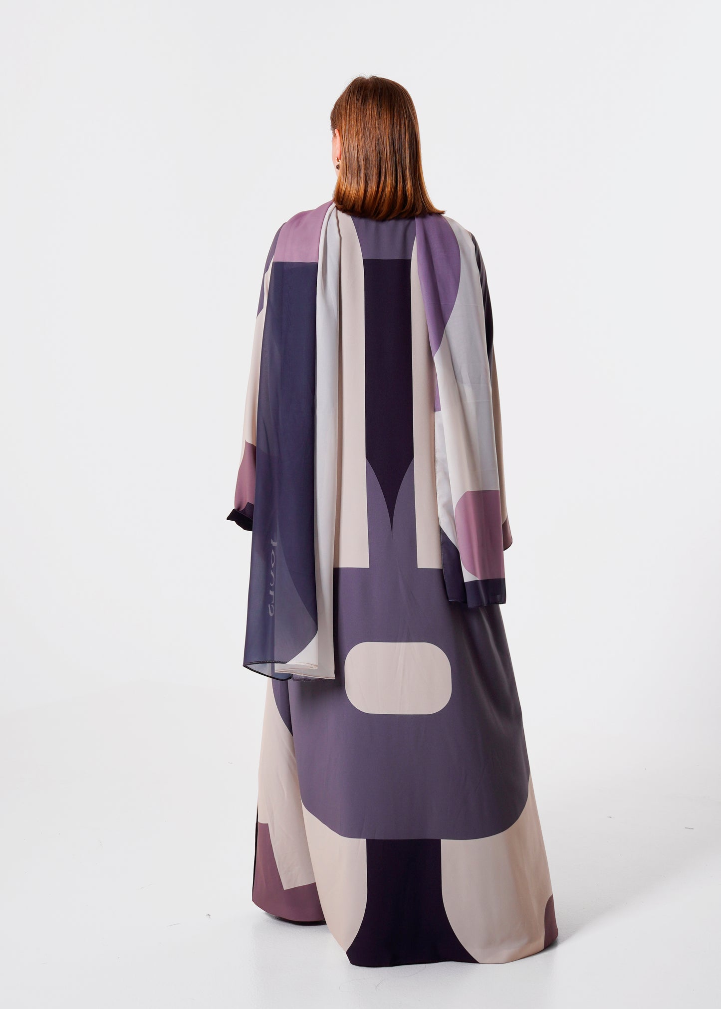 Beige Abstract Abaya