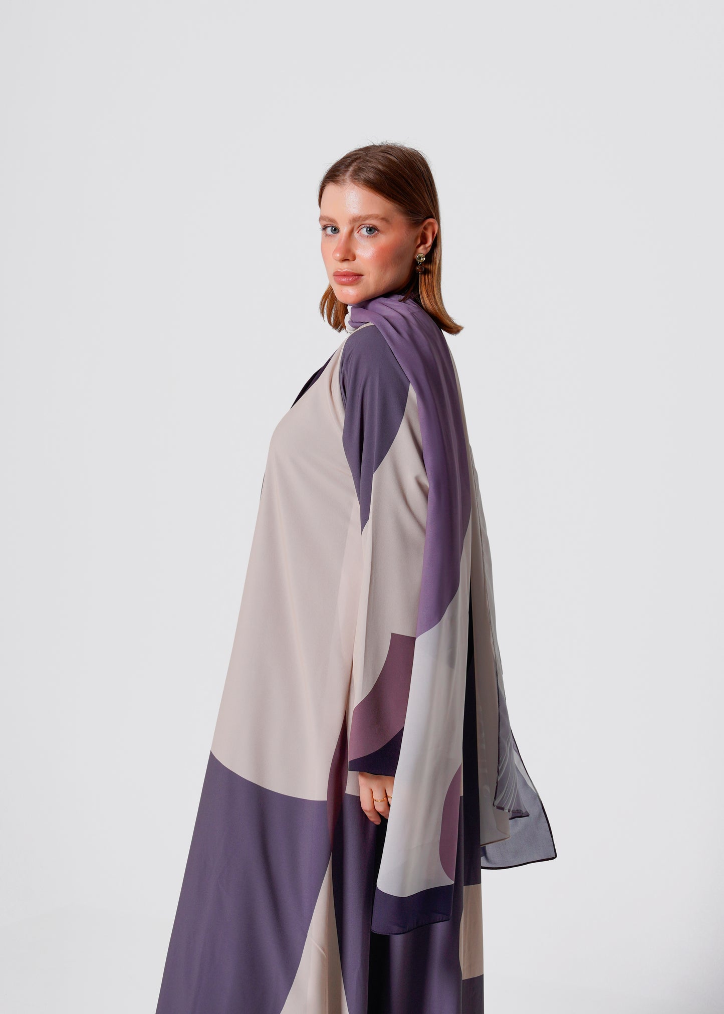 Beige Abstract Abaya