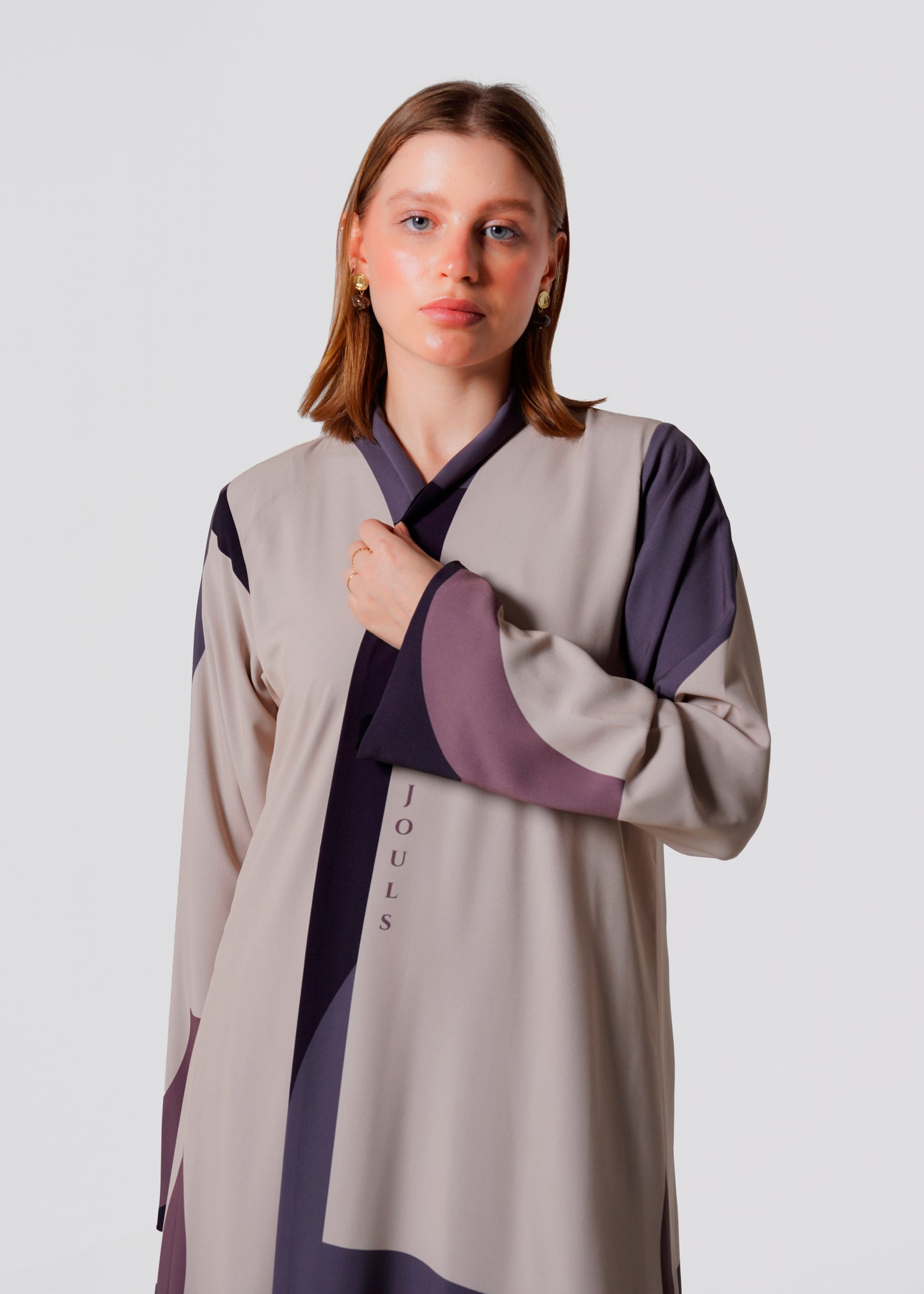 Beige Abstract Abaya